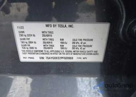 2023 Tesla Model Y from USA, damaged, VIN 7SAYGDEE2PF609969